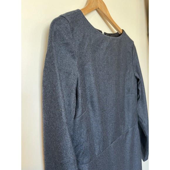 Theory Navy Wool Flannel Long Sleeve Mini Dress Size 6 - Picture 4 of 9
